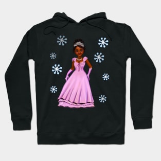 Princess Coco in purple / lavender among snowflakes   ! beautiful  black girl with Afro hair, brown eyes and dark brown skin. Hair love ! Hoodie